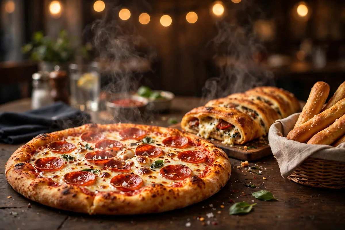 Creno's Pizza menu prices 2026 pepperoni pizza stromboli breadsticks.