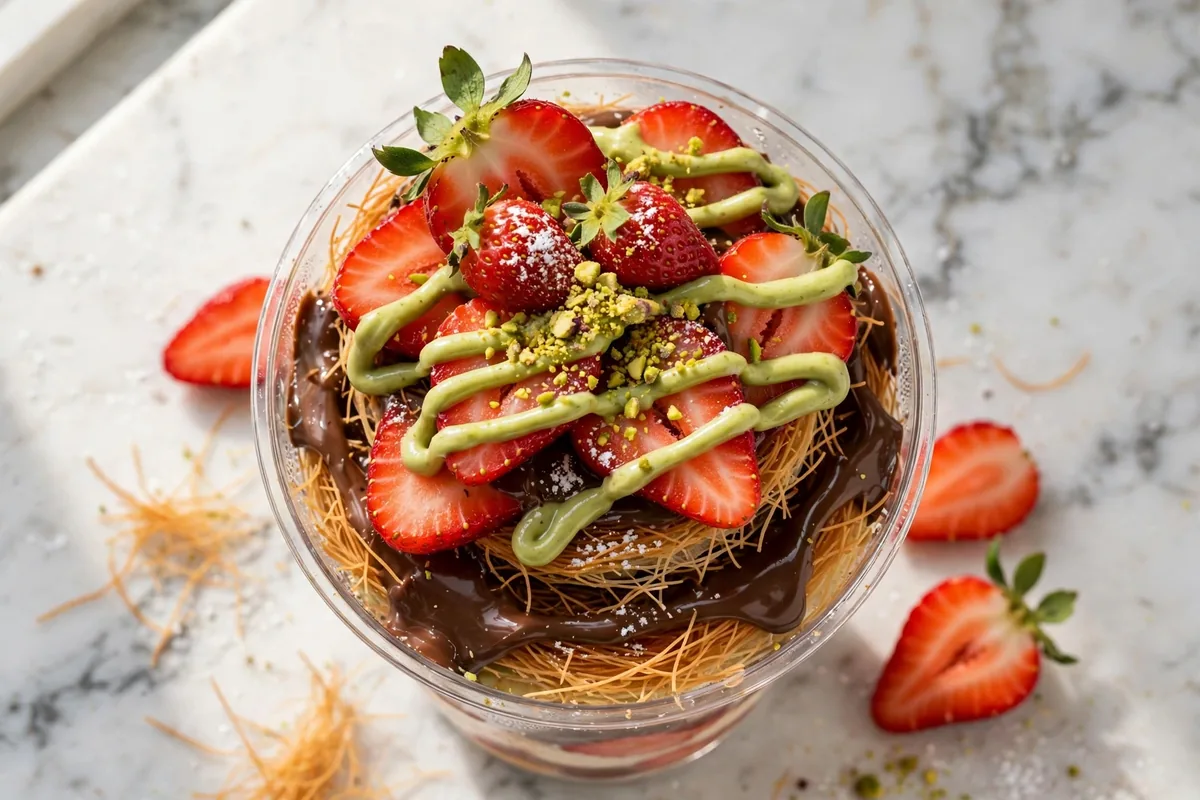 Crepe Delicious Dubai chocolate strawberry cup dessert price 2026
