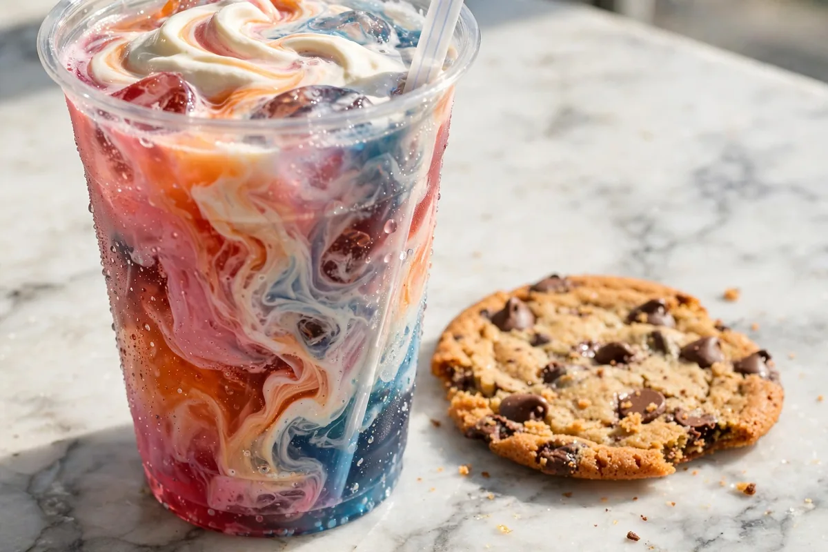Crumbl 1.99 value deal dirty soda cup with thin chocolate chip cookie