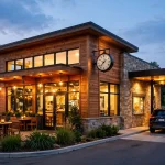 Culver's restaurant exterior at dusk showing working hours theme
