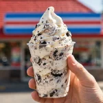 Dairy Queen deals: Oreo Blizzard treat held in front of a DQ restaurant