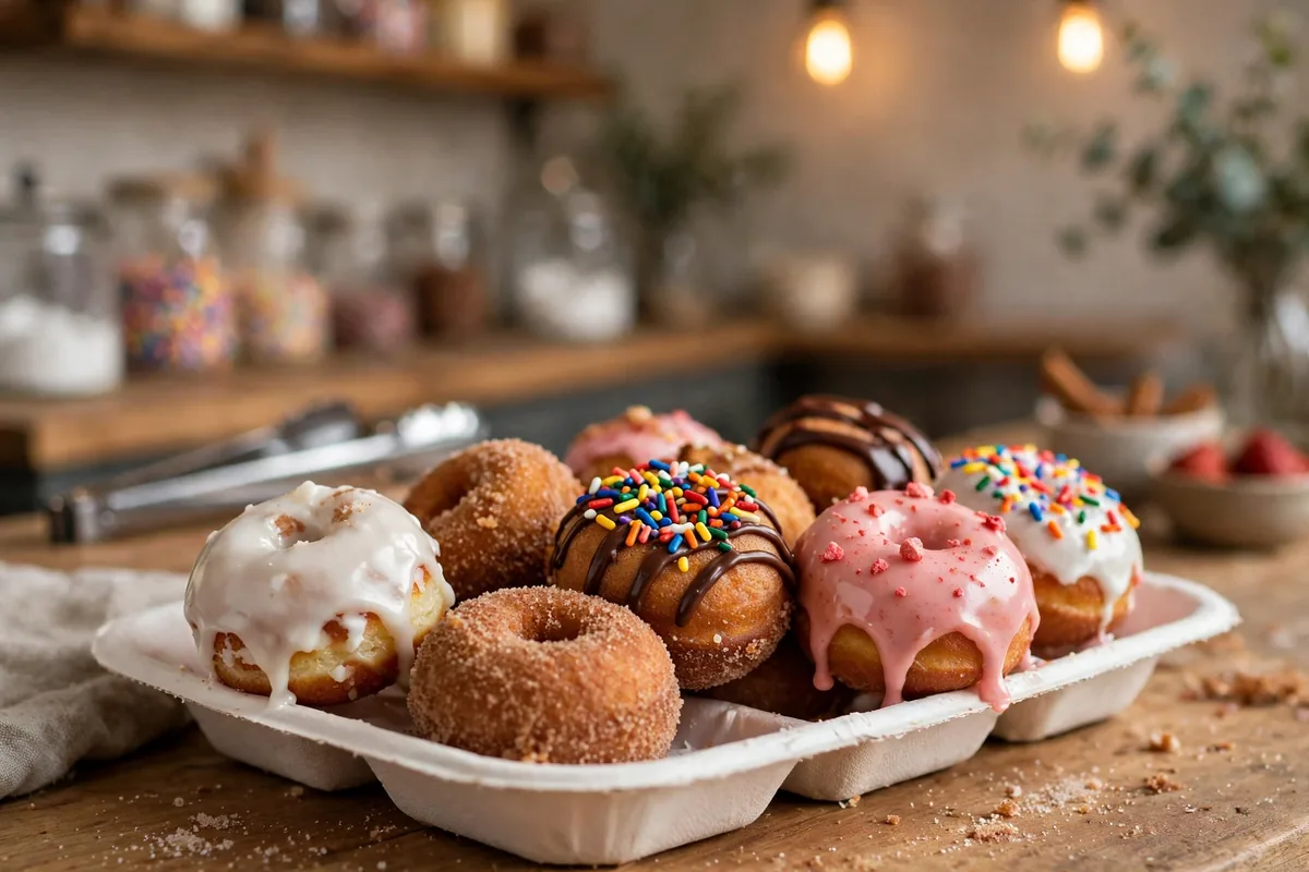 The Dapper Doughnut menu: hot fresh mini doughnuts in a tray 2026