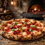Deweys pizza menu prices 2026 wood-fired pepperoni pizza with basil