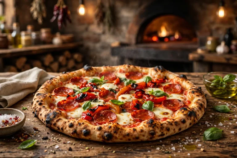 Deweys pizza menu prices 2026 wood-fired pepperoni pizza with basil