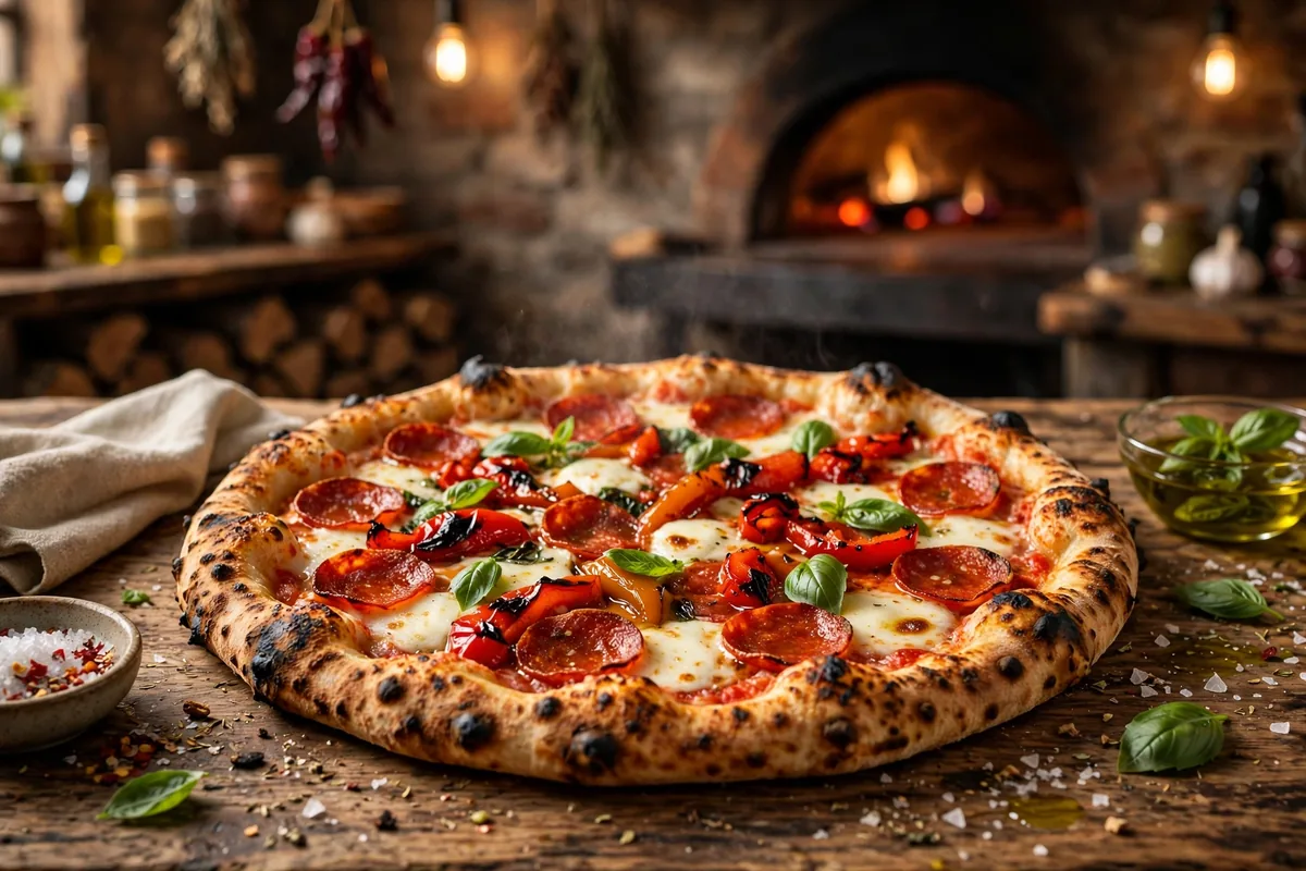 Deweys pizza menu prices 2026 wood-fired pepperoni pizza with basil