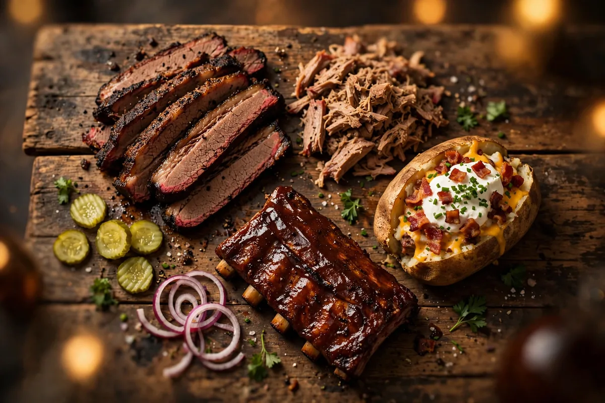 Dickeys Barbecue Pit deals and coupons 2026 - smoked brisket, ribs and loaded baked potato spread