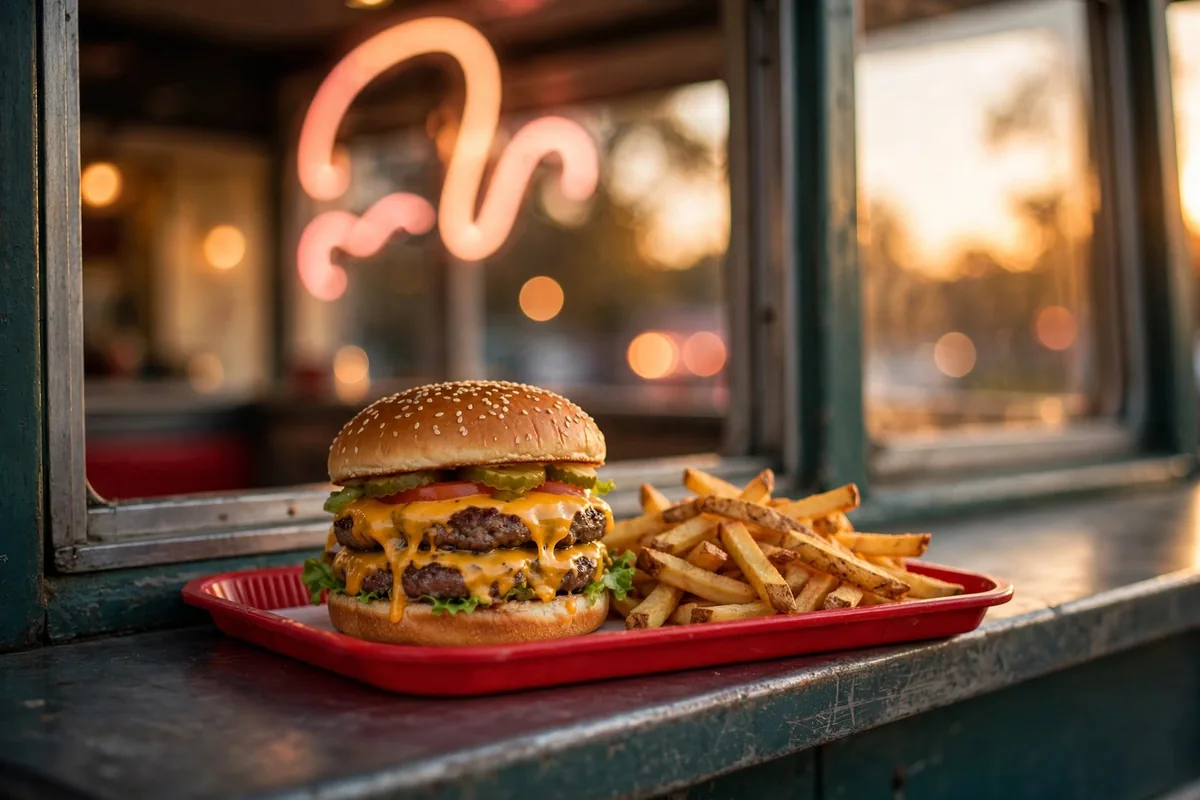 Dick's Drive-In deals: double cheeseburger and hand-cut fries at the drive-in window