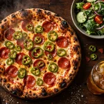 Dion's Pizza menu prices 2026 pepperoni green chile pizza overhead