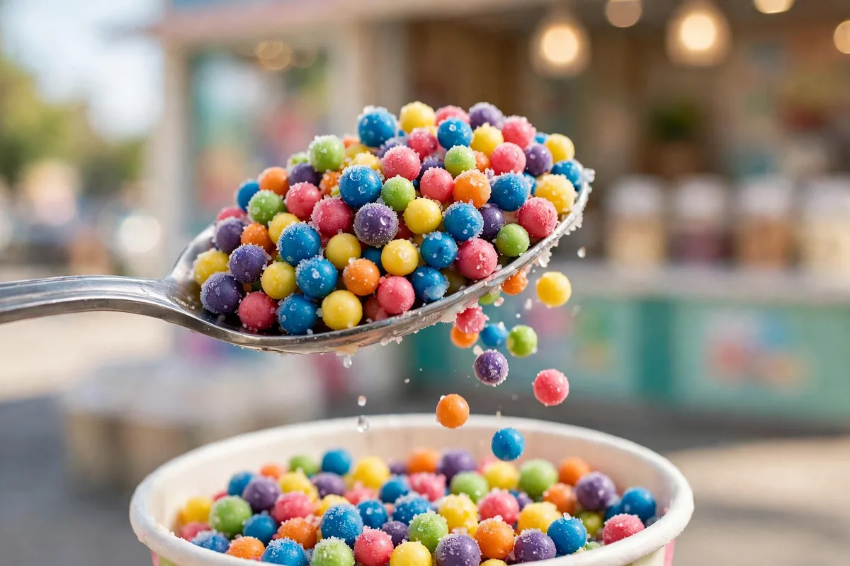 Dippin Dots menu prices 2026 spoonful of rainbow beaded ice cream