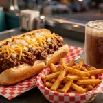 Dog n Suds menu prices 2026: loaded coney dog, crispy fries and frosted root beer mug