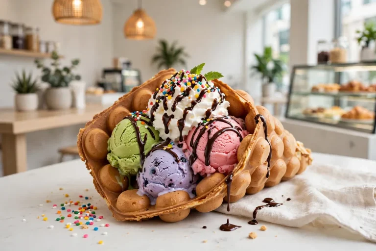The Dolly Llama menu bubble waffle with ice cream and 2026 prices