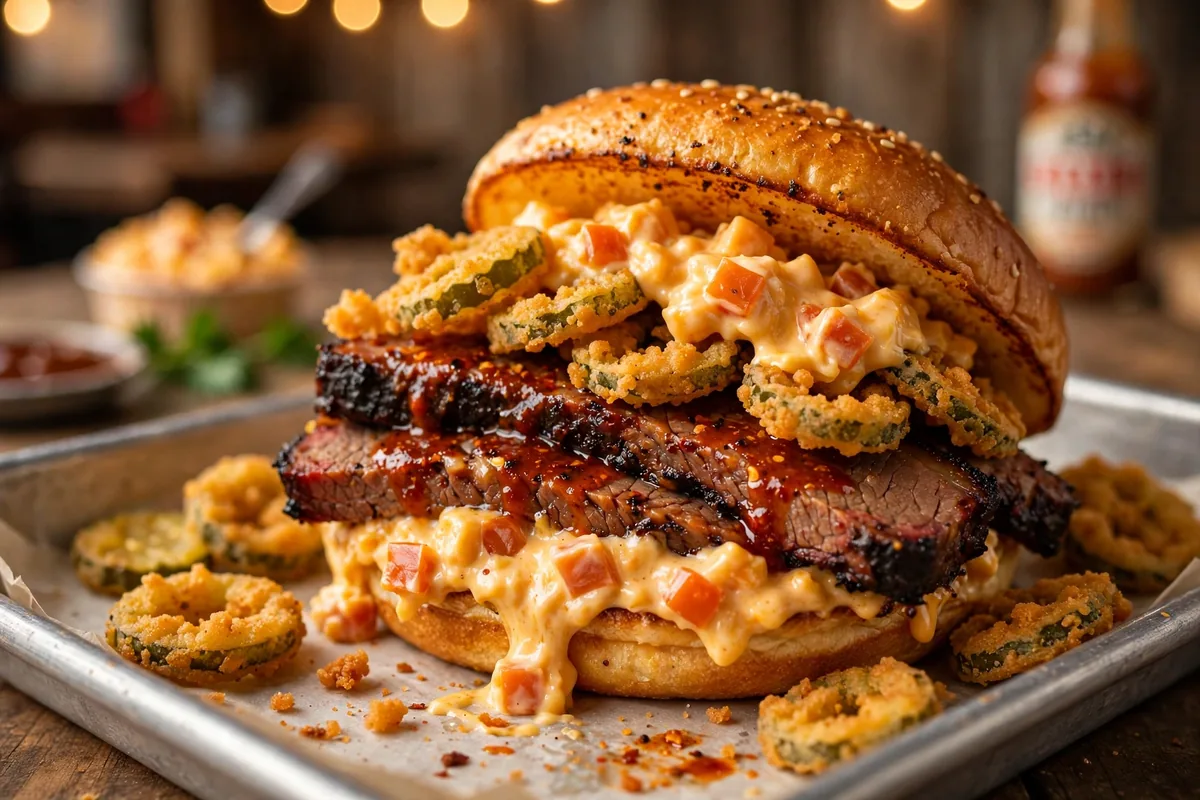 Edley's Bar-B-Que menu prices 2026 Tuck Special brisket sandwich with pimento cheese