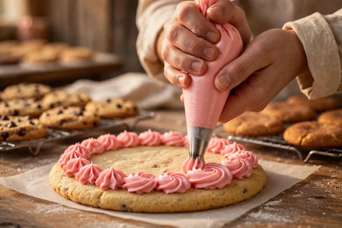 Eileens cookies menu 2026 baker frosting a giant sugar cookie
