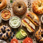 Einstein Bros secret menu bagel spread with custom bagel sandwiches