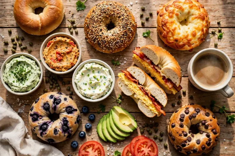 Einstein Bros secret menu bagel spread with custom bagel sandwiches