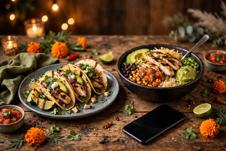 El Pollo Loco grilled chicken tacos and burrito bowl