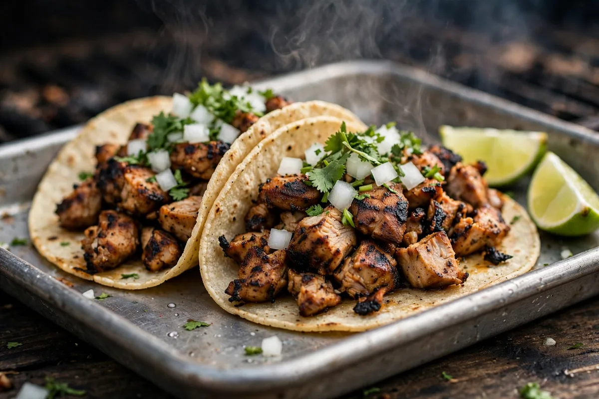 El Pollo Regio tacos al carbon close up, charbroiled chicken tacos menu prices 2026