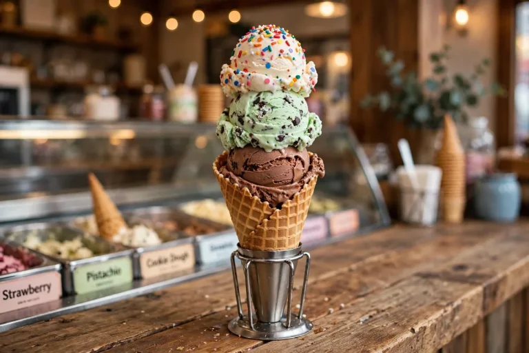 Emack and Bolios menu prices 2026 colorful ice cream cone with sprinkles