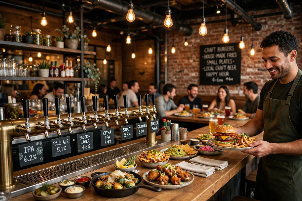 Eureka! restaurant interior with craft beer bar and burgers