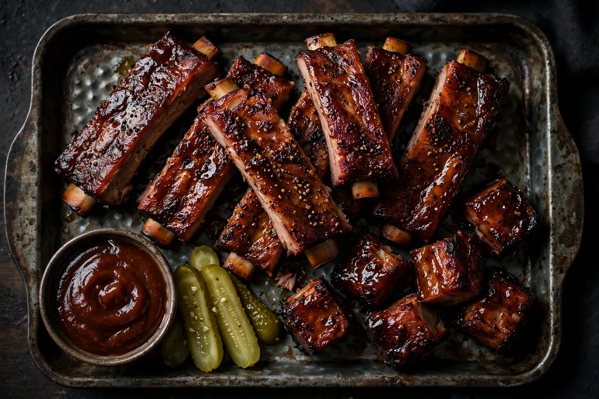 Famous Dave's secret menu BBQ ribs and burnt ends