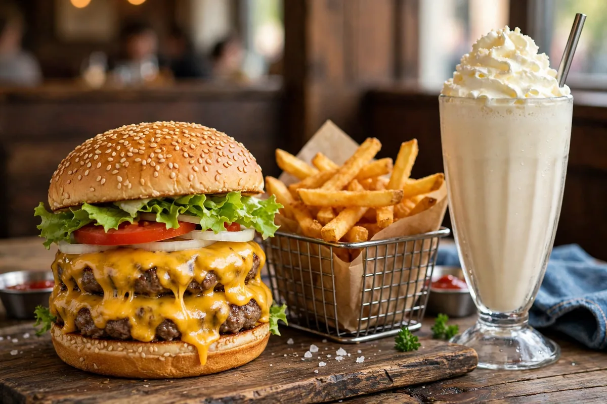 Fatburger menu prices 2026 double cheeseburger with fries and milkshake