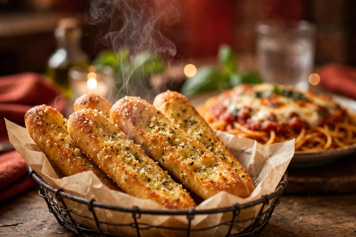 Golden Fazoli's breadsticks and baked spaghetti, the stars of Fazoli's deals and coupons