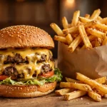Five Guys calories: cheeseburger with melted cheese and hand-cut fries