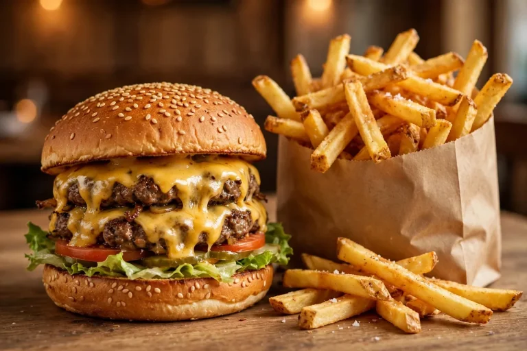 Five Guys calories: cheeseburger with melted cheese and hand-cut fries
