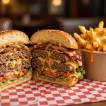 Five Guys secret menu hacks: double grilled cheeseburger with grilled onions and bacon plus loaded cheese fries.