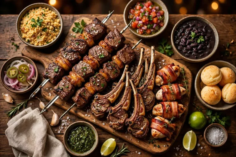 Fogo de Chao menu prices Brazilian steakhouse table spread with picanha and grilled meats