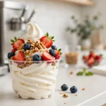 Forever Yogurt menu prices 2026 self-serve frozen yogurt cup with berries and granola