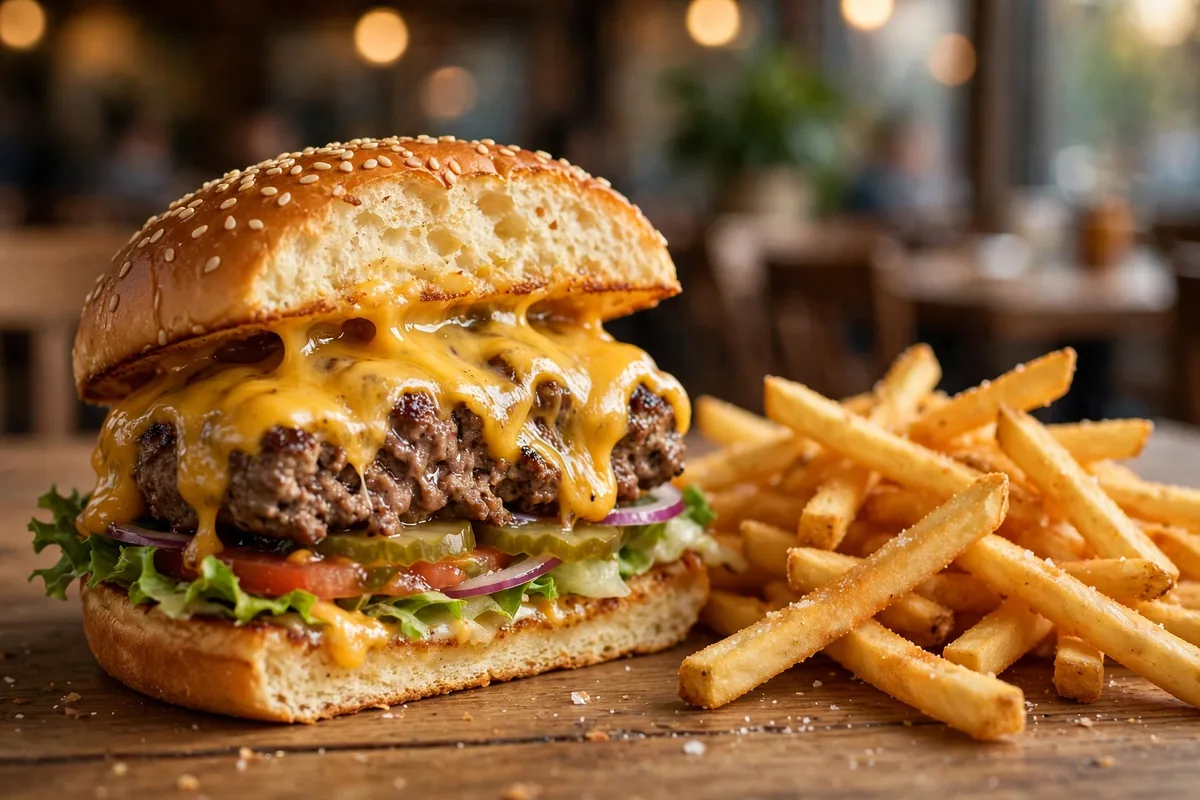 Fuddruckers deals cheeseburger and fries combo meal