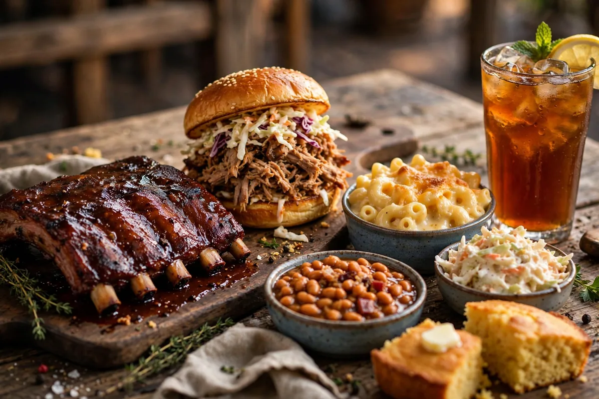 Full Moon BBQ menu prices - hickory smoked ribs, pulled pork sandwich and sides