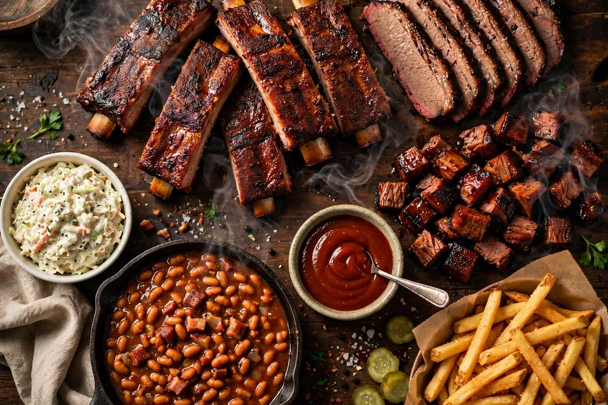 Gates BBQ menu prices 2026: smoked ribs, burnt ends and sides spread