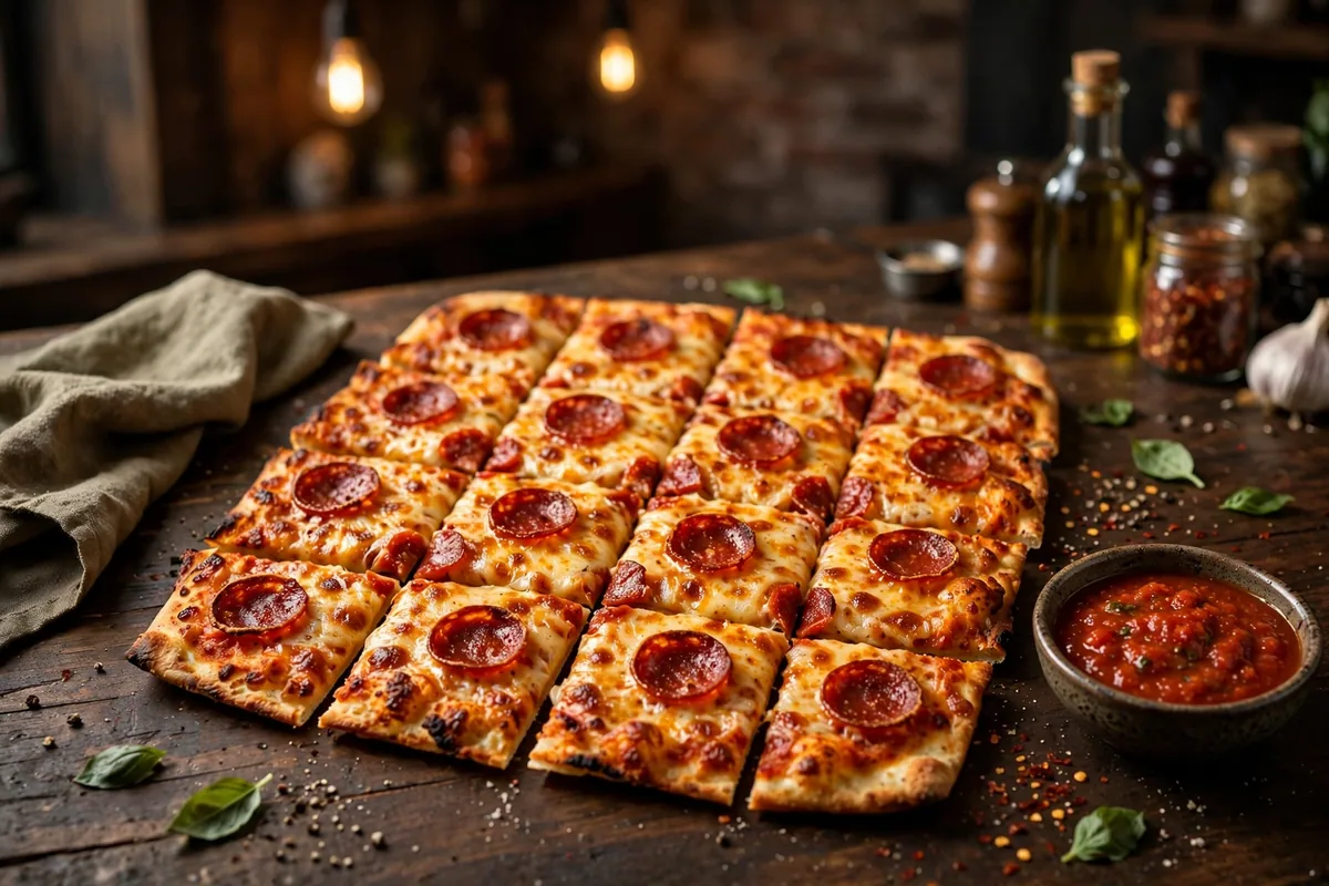 Giordano's off-menu tavern style pizza customization cut in squares
