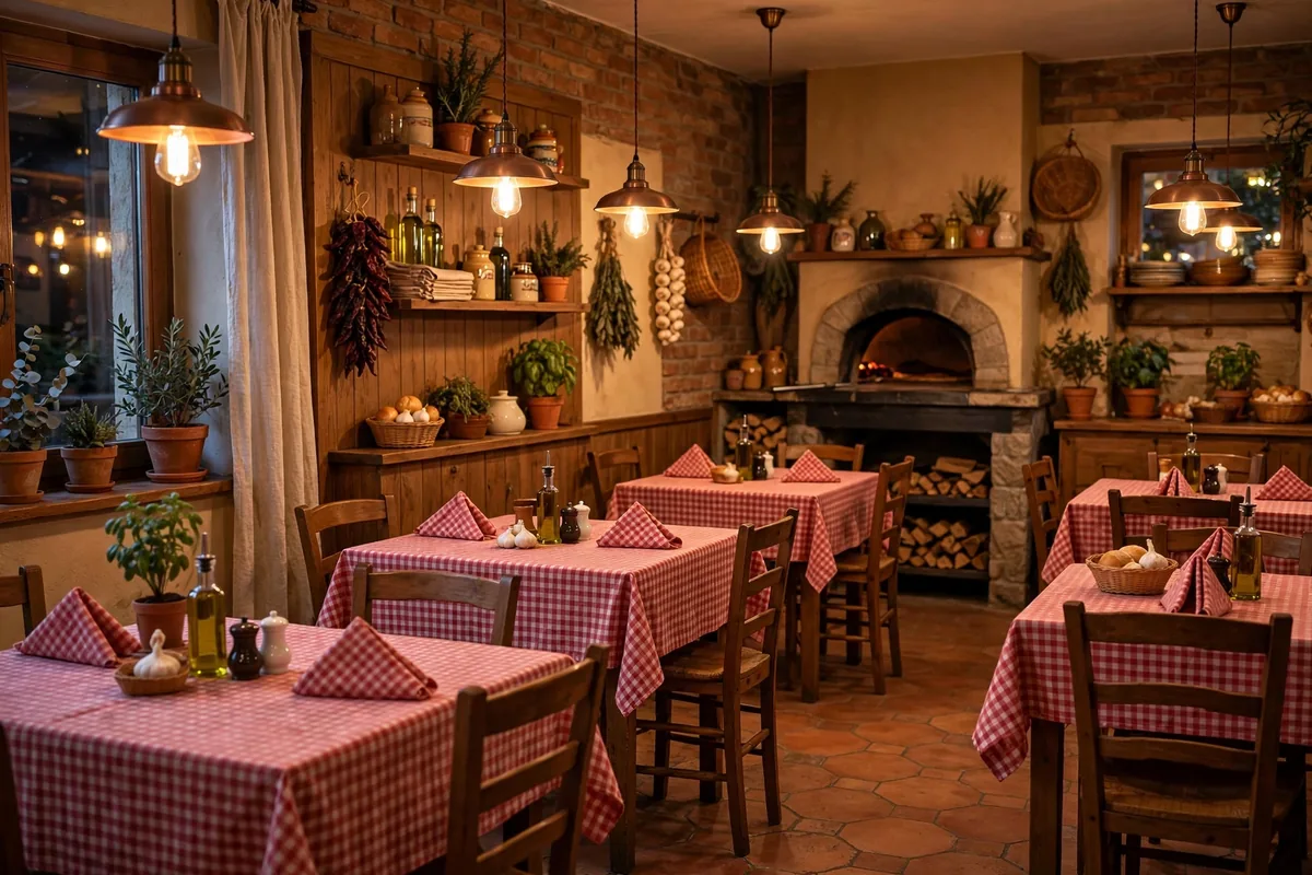 Inside Giordano's during evening working hours