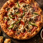 Loaded Godfather's Pizza with pepperoni, sausage, green peppers and onions, like a secret-menu build