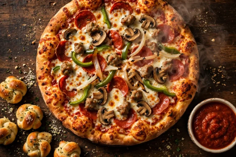 Loaded Godfather's Pizza with pepperoni, sausage, green peppers and onions, like a secret-menu build