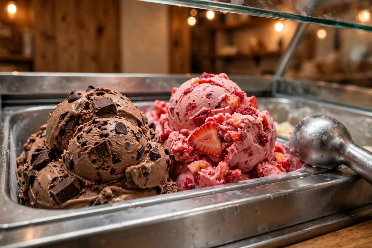 Hand scooped Graeters ice cream working hours scoop shop display case