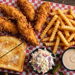 Guthries menu: crispy chicken fingers, fries, texas toast and signature sauce