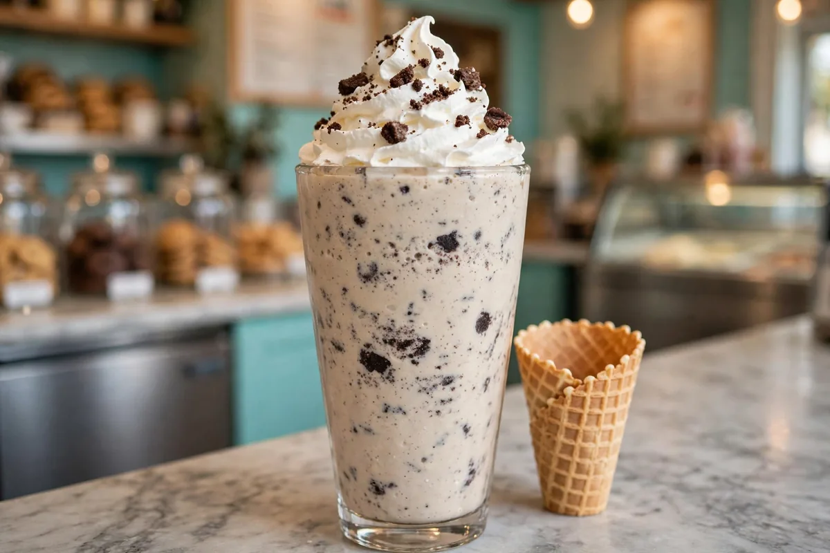 Haagen Dazs menu prices thick cookies and cream milkshake with waffle cone