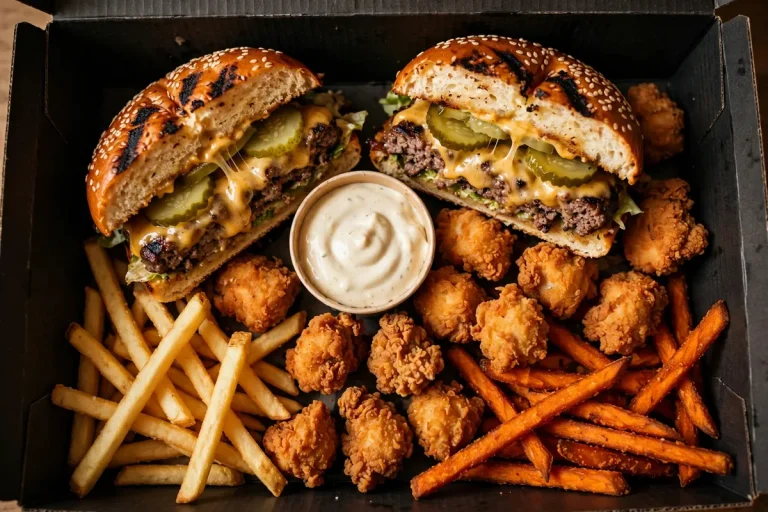Habit Burger dipping burgers Dipping Trio Box with chicken bites, fries and dipping sauce