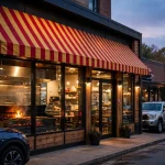 Habit Burger & Grill locations near me, storefront at dusk