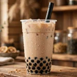 Half and Half Tea menu prices - signature boba milk tea with honey boba