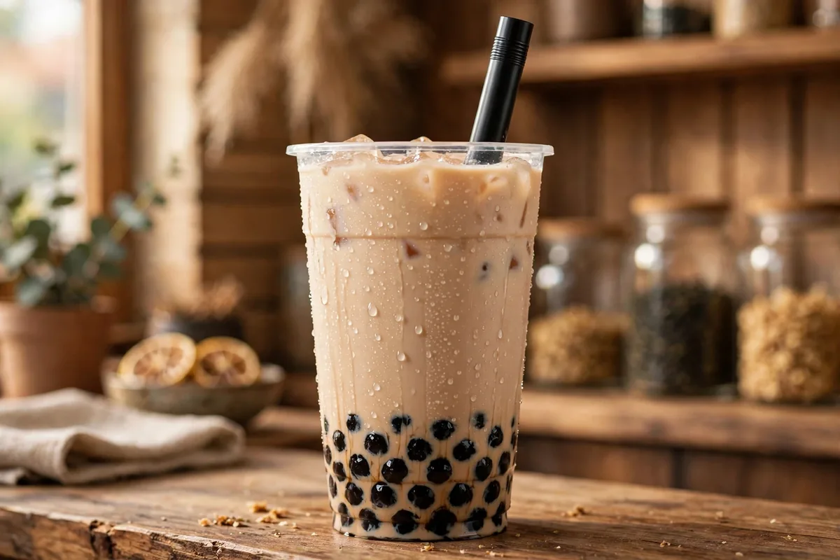 Half and Half Tea menu prices - signature boba milk tea with honey boba
