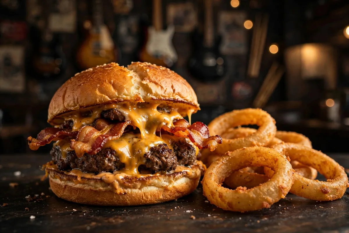 Hard Rock Cafe menu prices 2026 smashed burger with bacon cheese and onion rings