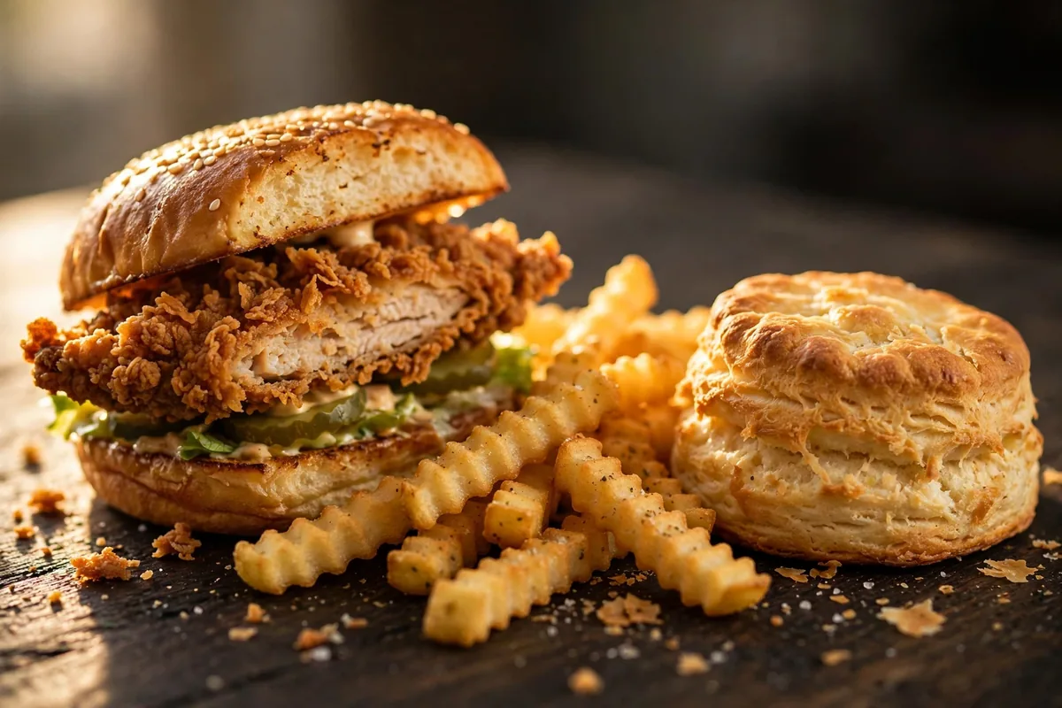 Hardee's menu hand-breaded chicken sandwich and made-from-scratch breakfast biscuits