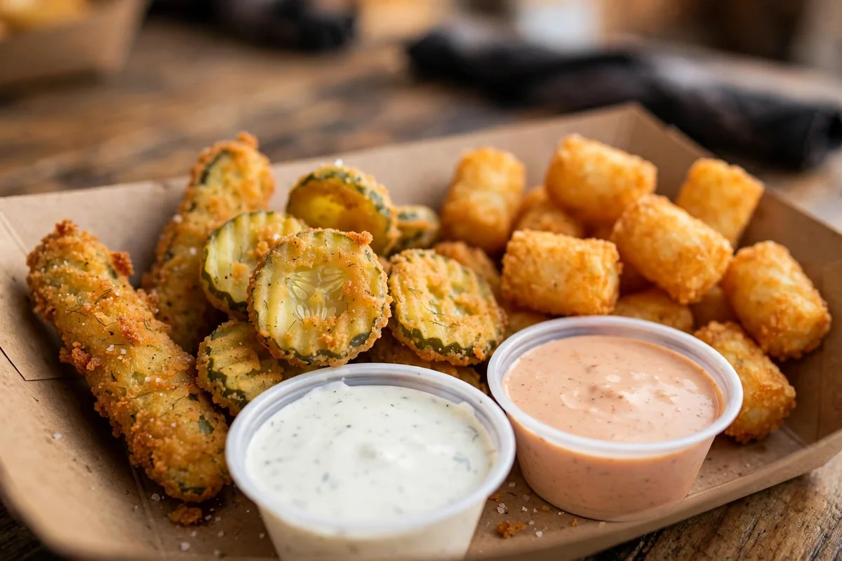 hat creek burger menu prices 2026 fried pickles tater tots with ranch and fry sauce