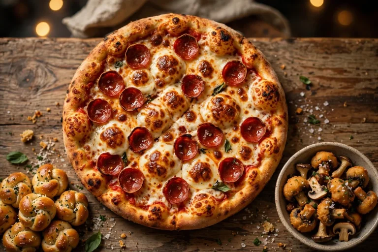 Hideaway pizza menu prices 2026 pepperoni pizza, garlic knots and fried mushrooms