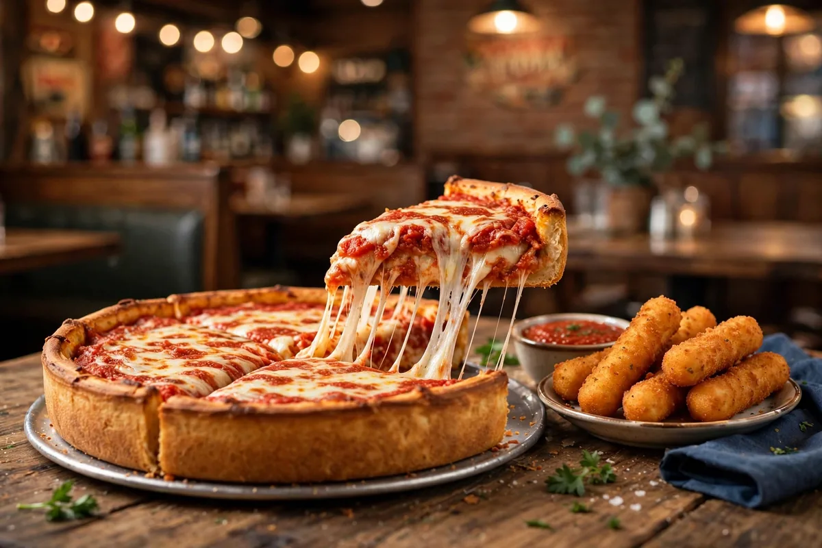 Home Run Inn menu deep dish pizza and mozzarella cheese sticks prices 2026